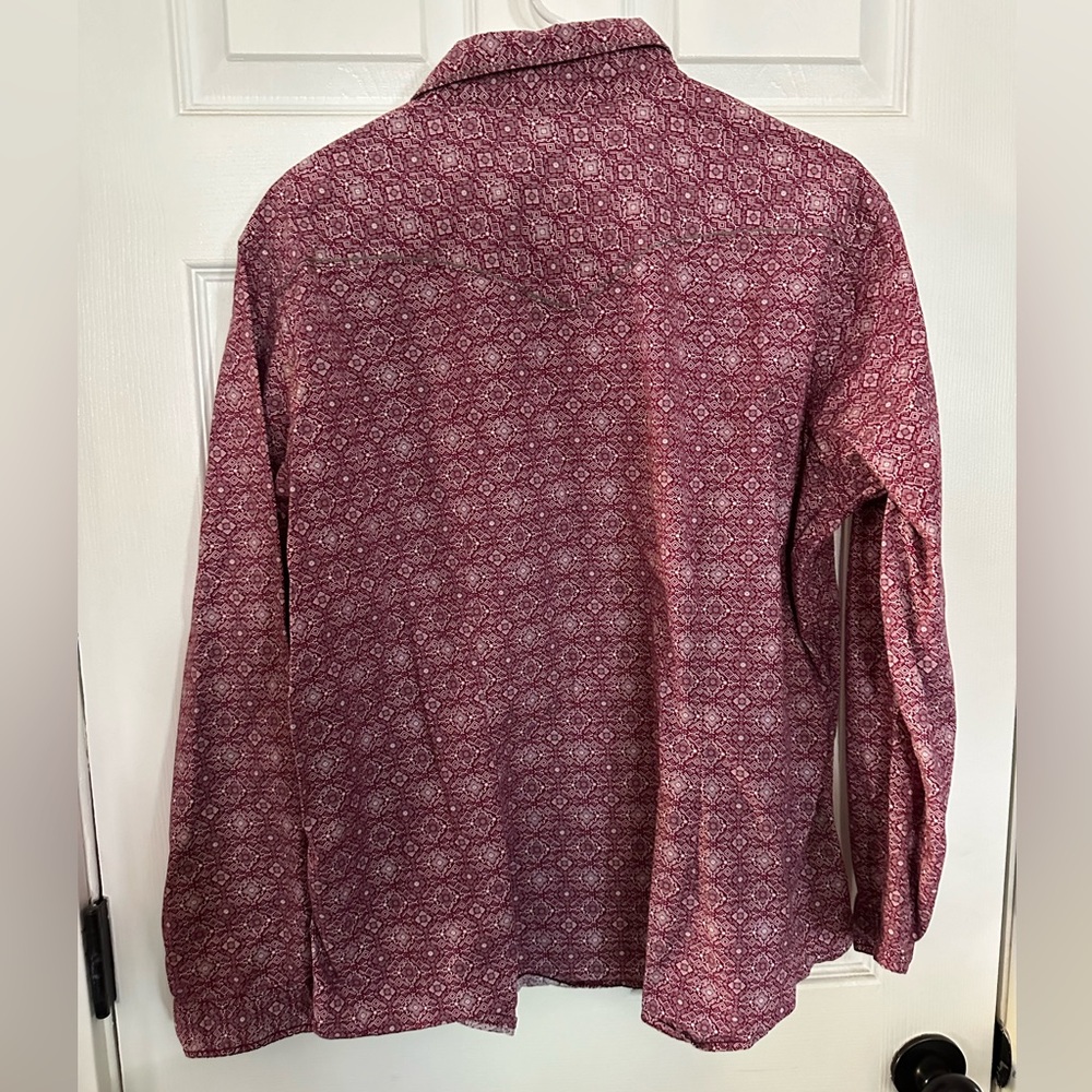 Red Patterned Button-Up Shirt - Picture 2 of 2